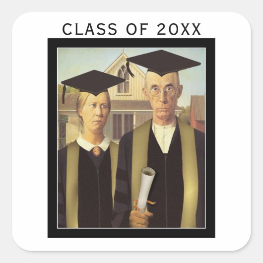 American Gothic Abschluss Quadratischer Aufkleber (Vorderseite)