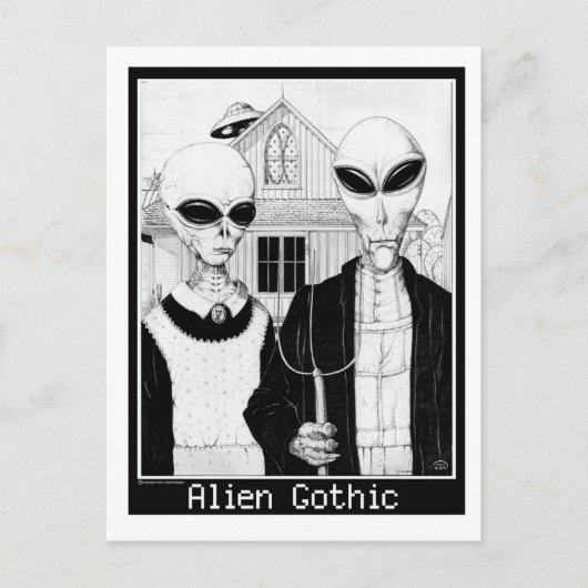 American Gothic, Alien Portraits, Außerirdischen Postkarte (Vorderseite)