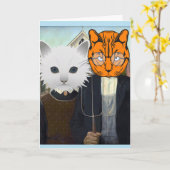 AMERICAN GOTHIC CAT WEDDING CONGRATULATIONS CARD KARTE (Gelbe Blume)