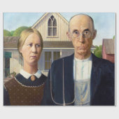 American Gothic Classic Painting Grant Wood Geschenkpapier (Flach)