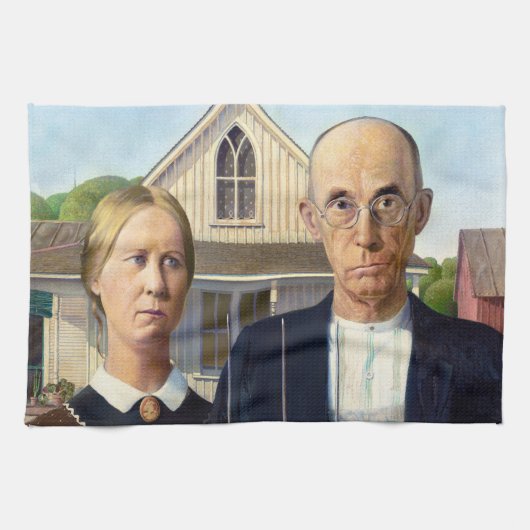 American Gothic Classic Painting Grant Wood Geschirrtuch (Horizontal)