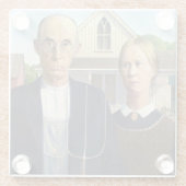 American Gothic Classic Painting Grant Wood Glasuntersetzer (Rückseite)