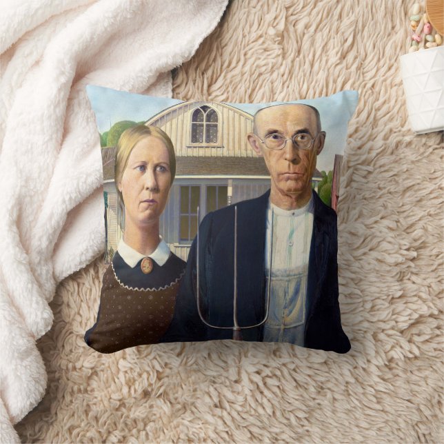 American Gothic Classic Painting Grant Wood Kissen (Decke)