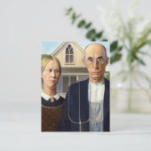 American Gothic Classic Painting Grant Wood Postkarte (Stehend Vorderseite)