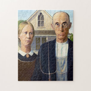 American Gothic Classic Painting Grant Wood Puzzle