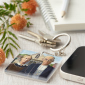 American Gothic Classic Painting Grant Wood Schlüsselanhänger (Vorderseite rechts)