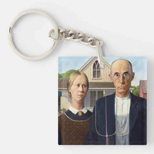 American Gothic Classic Painting Grant Wood Schlüsselanhänger (Vorderseite)