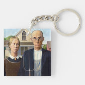 American Gothic Classic Painting Grant Wood Schlüsselanhänger (Rückseite)