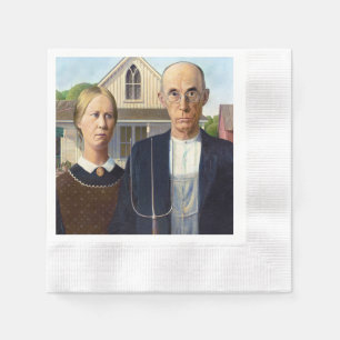 American Gothic Classic Painting Grant Wood Serviette
