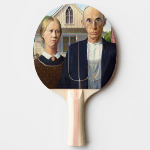 American Gothic Classic Painting Grant Wood Tischtennis Schläger