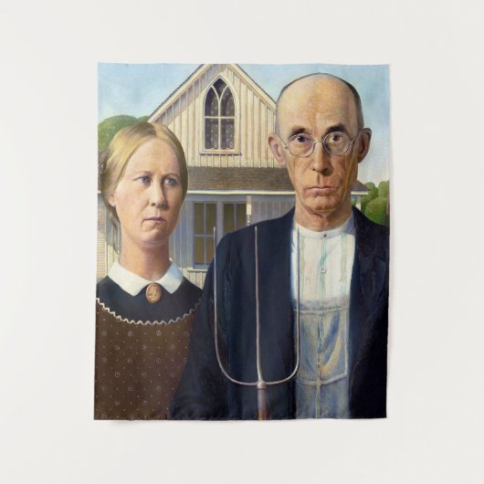 American Gothic Classic Painting Grant Wood Wandteppich (Vorderseite)