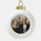 American Gothic: Country Life Poor Rural Bauer Keramik Kugel-Ornament (Vorderseite)