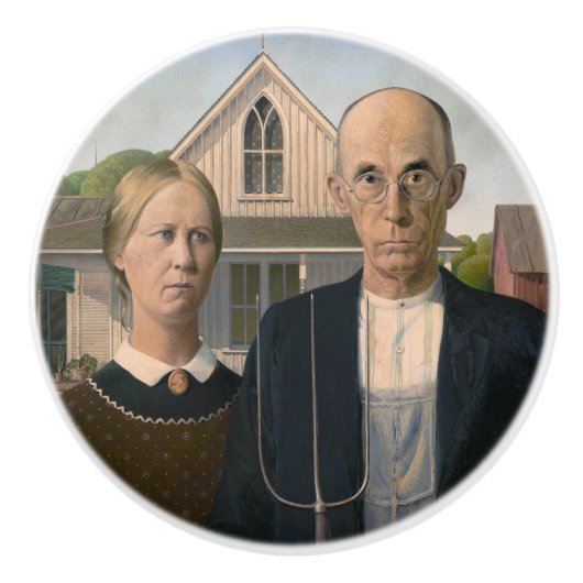American Gothic: Country Life Poor Rural Bauer Keramikknauf (Vorderseite)