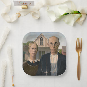 American Gothic: Country Life Poor Rural Bauer Pappteller