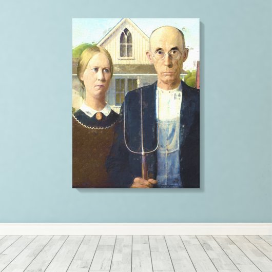 American Gothic Fine Art Oil Painting Leinwanddruck (Insitu (Holzboden))