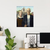 American Gothic - Grant Wood Canvas Print Poster (Heimbüro)