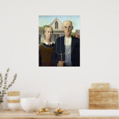 American Gothic - Grant Wood Canvas Print Poster (Küche)