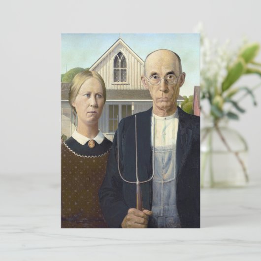 American Gothic - Grant Wood Fine Art Card Karte (Stehend Vorderseite)