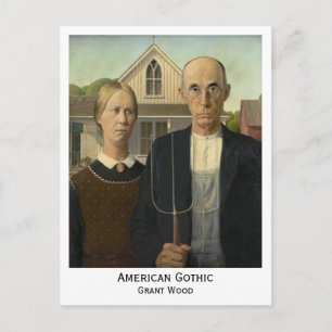American Gothic, Grant Wood Older Version Postcard Postkarte