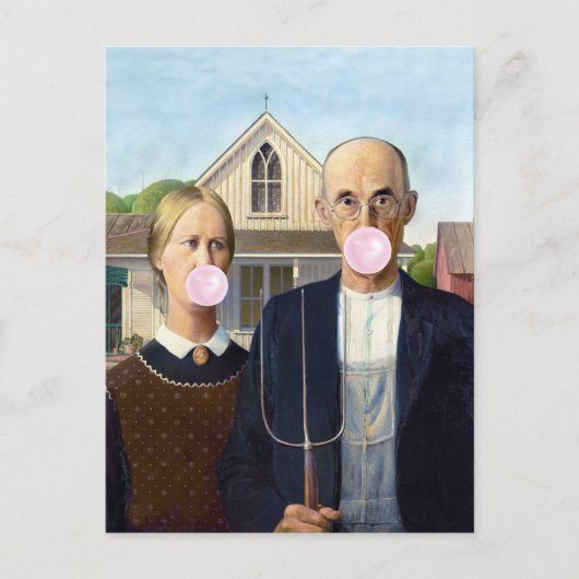 American Gothic Grant Wood Postkarte (Vorderseite)