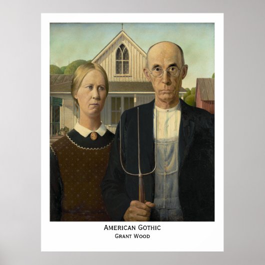 American Gothic, Grant Wood Print Poster (Vorne)