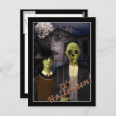 American Gothic Halloween Spuk Haus Postkarte (Vorne/Hinten)