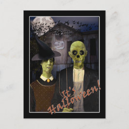 American Gothic Halloween Spuk Haus Postkarte