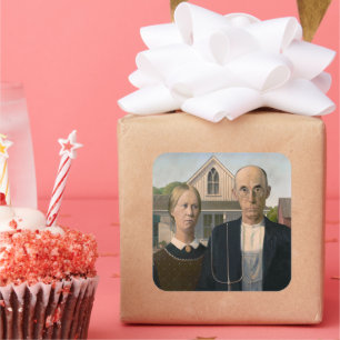 American Gothic: Landleben armer Farmer vom Land Quadratischer Aufkleber