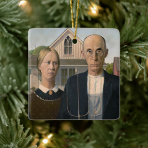 American Gothic: Landleben Armer ländlicher Farmer Keramikornament