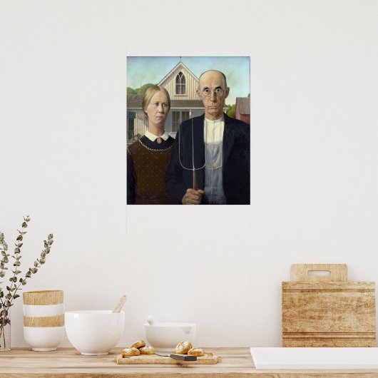 American Gothic Painting by Grant Wood Poster (Küche)