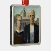 American Gothic Painting by Grant Wood Silbernes Ornament (Rechts)