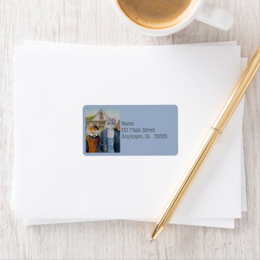 American Gothic Parody Malerei Wasserfarben Art Adressaufkleber (Insitu)