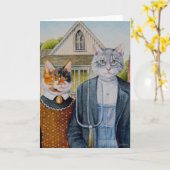 American Gothic Parody Malerei Wasserfarben Art Karte (Gelbe Blume)