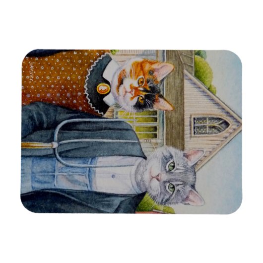 American Gothic Parody Malerei Wasserfarben Art Magnet (Horizontal)