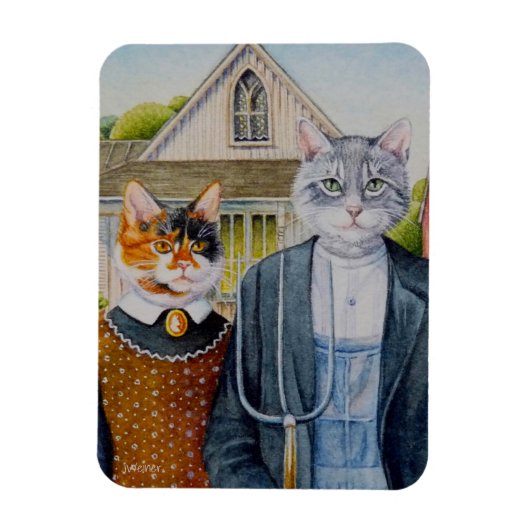 American Gothic Parody Malerei Wasserfarben Art Magnet (Vertikal)