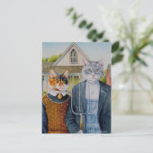 American Gothic Parody Malerei Wasserfarben Art Postkarte (Stehend Vorderseite)