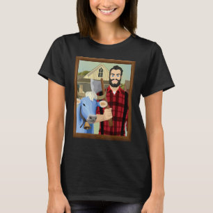 American Gothic Parody MN Paul Bunyan und Babe Blu T-Shirt