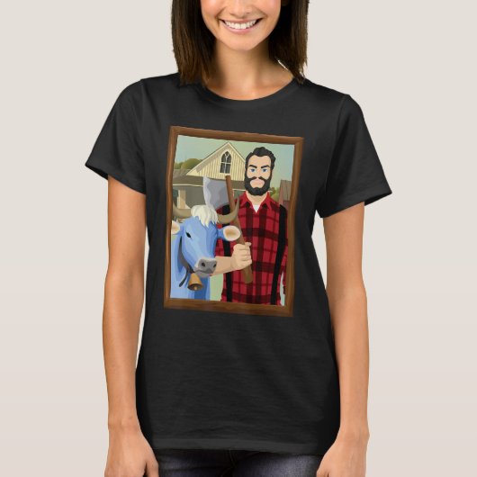 American Gothic Parody MN Paul Bunyan und Babe Blu T-Shirt (Vorderseite)