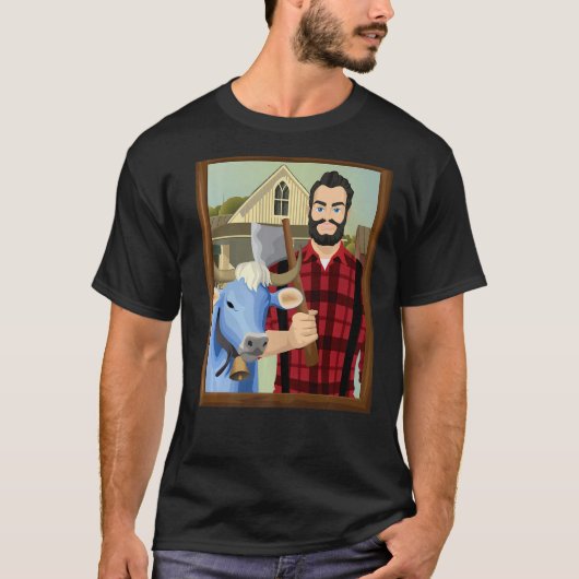 American Gothic Parody MN Paul Bunyan und Babe Blu T-Shirt (Vorderseite)