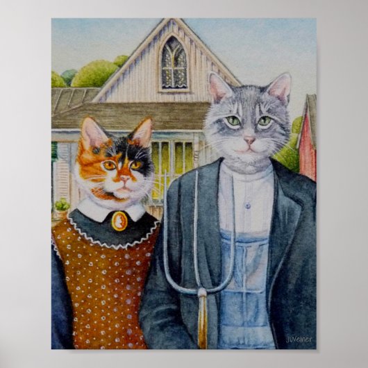 American Gothic Parody Painting Watercolor 8x10 Poster (Vorne)