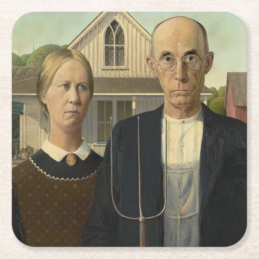 American Gothic Rechteckiger Pappuntersetzer (Vorderseite)
