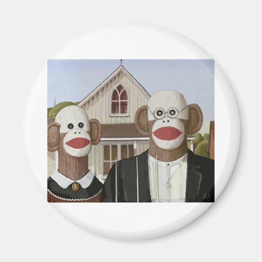 American Gothic Sock Affen Magnet (Vorne)