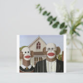 American Gothic Sock Affen Postkarte (Stehend Vorderseite)