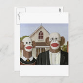 American Gothic Sock Affen Postkarte (Vorne/Hinten)