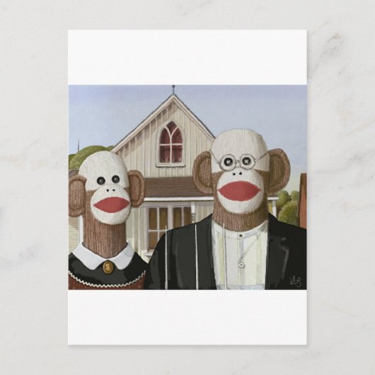American Gothic Sock Affen Postkarte (Vorderseite)