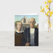 American Gothic von Grant DeVolson Wood Karte (Gelbe Blume)