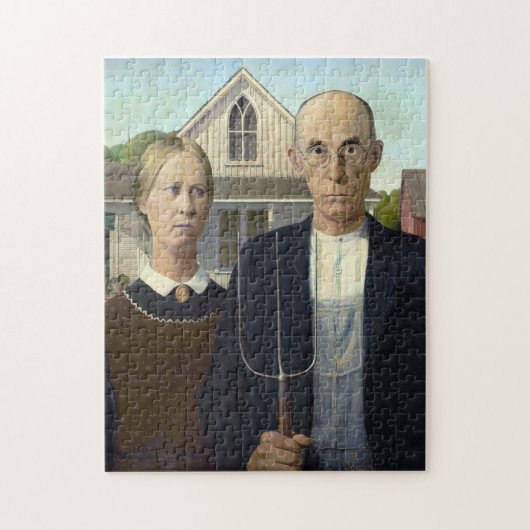 American Gothic von Grant DeVolson Wood Puzzle (Vertikal)