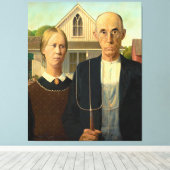 American Gothic von Grant Wood (1930) Leinwanddruck (Insitu (Holzboden))