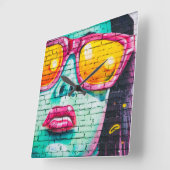 American Graffiti Zeichnend Paint Sketch Writing Quadratische Wanduhr (Winkel)