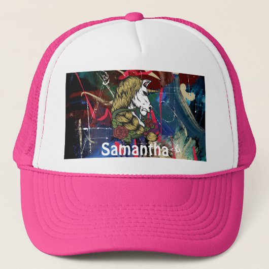 AMERICAN GRAFFITTI WARRIOR Personalisierte Einhorn Truckerkappe (Vorderseite)